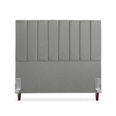 Imagem de Cabeceira De Casal Carla 140 cm Com Frame Linho Cinza Claro - Tifanny 