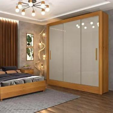 Imagem de Guarda Roupa Casal Valência 3pt Cinamomo Off Mdp Móveis Tcil Cor Cinam