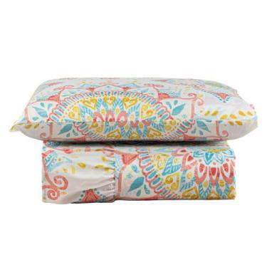 Imagem de Kit Cobre Leito Colcha Turin Solteiro Estampada c/ Babado 400 Fios 2 P
