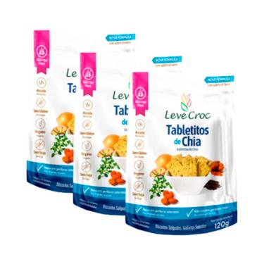 Imagem de Kit 3X: Biscoito Tabletito Chia Sem Glúten Leve Crock 120g