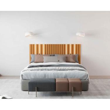 Imagem de Cabeceira Ripado Maracá 162cm Para Cama de Casal/Queen Com Led Nature 