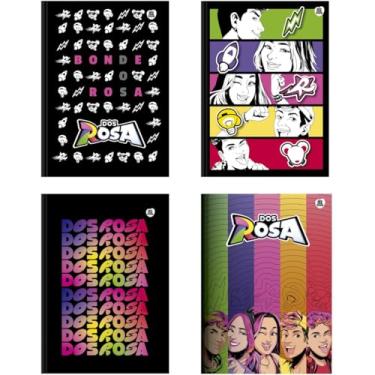 Imagem de Kit de Cadernos Brochurão, Animativa, Capa Dura, Dos Rosa, 80 Folhas, Pacote com 5