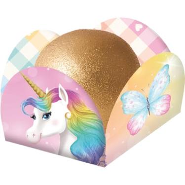 Imagem de Porta Forminha Unicornio - Embalagem com 40 unidades.