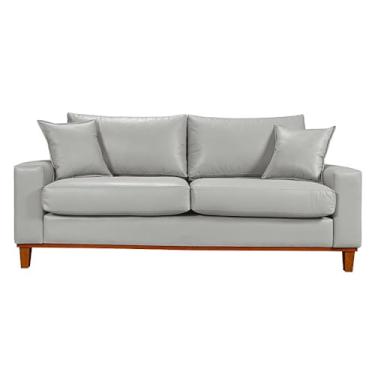 Imagem de Sofá 3 Lugares em Camurça com Estrutura de Eucalipto - Assento Retrátil em Espuma D26, 400kg de Capacidade e 15 Cores Disponíveis (Cinza)