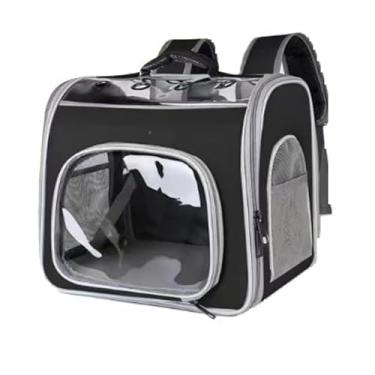 Imagem de Bolsa Mochila Transporte Viagem Pet Gato Cachorro Dobrável(Preto)