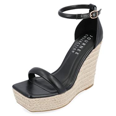 Imagem de Journee Collection Womens Olesia Tru Comfort Foam Buckle Espadrille Wedge Sandals Black 9.5 Medium WOMENS US