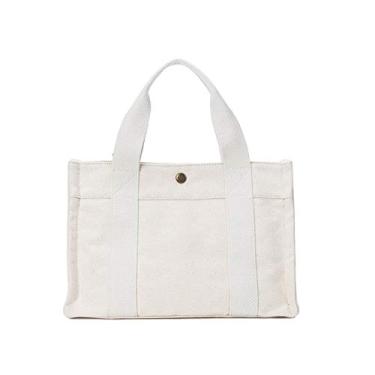 Imagem de Bigfanshu Bolsa feminina casual de lona, bolsa carteiro, bolsa tipo carteiro, bolsas Tide, Bege, 32*15.5*22.5cm