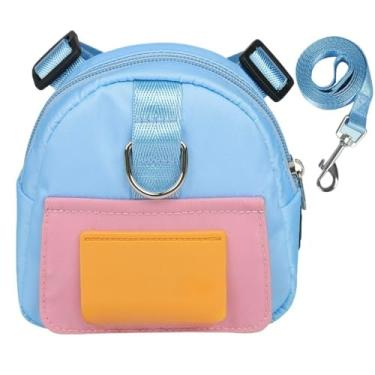 Imagem de Mochila Pet Para Cachorro Coleira Peitoral Com Guia Mini Saco De Ombro Bolsa(AZUL,M)