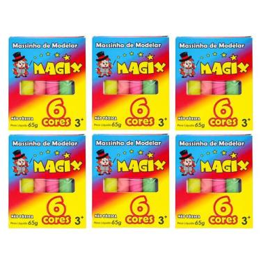 Imagem de Kit 6 Massinha De Modelar 6 Cores Magix 65g Multicolor