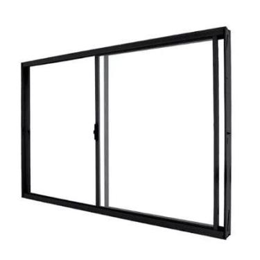Imagem de Janela 2 Folhas Vidro Alumínio Brilhante, Branco ou Preto Linha 18 Mod