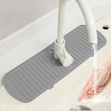 Imagem de Torneira de silicone tapete de proteção contra respingos para pia coletor de água em torno da torneira tapete de gotejamento para cozinha banheiro bancada 1 peça (cinza)