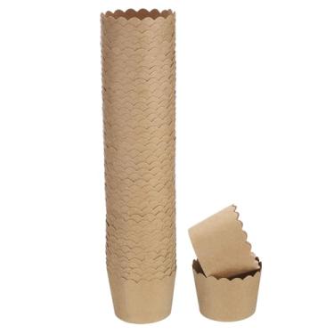 Imagem de 50 peças de copos de papel pequenos marrons de papel kraft forro, cupcake à prova de graxa, embalagens a granel descartáveis para casamento, aniversário, formatura