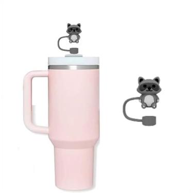 Imagem de Capa de canudo de guaxinim para copo Stanley de 40 e 850 g, tampa de silicone de 10 mm para acessórios de copo Stanley, bonito topo de palha para copos, tampa de palha para tampas de ponta de canudos