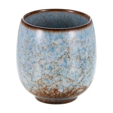 Imagem de Xícaras de chá de cerâmica chinesa 163 g tradicional Gong Fu conjunto de chá mate de cerâmica mate japonesa sem alça pequena xícara de café para bebidas de vinho mate, café mate, azul claro