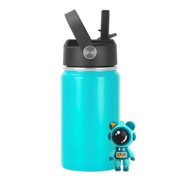Imagem de Garrafa Térmica Infantil Inox 350ml com Canudo, Alça e Antivazamento | Acompanha Chaveiro 3D (Verde Água)