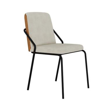 Imagem de Cadeira De Jantar Bloom Vanilla / Courino Caramelo -est.preta