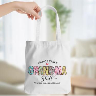 Imagem de Sacola de lona para mãe avó tia presentes dia das mães, bolsa de praia, reutilizável, compras, compras, compras, compras, compras, compras, Grandma Stuff 00269, Large