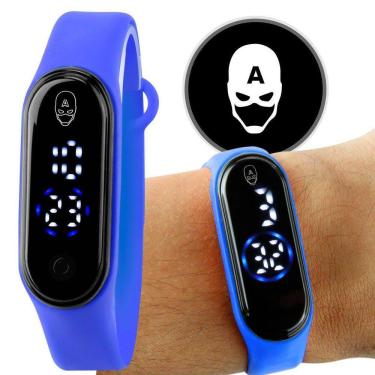 Imagem de Relogio Digital Infantil Prova Dagua Heroi Capitao America