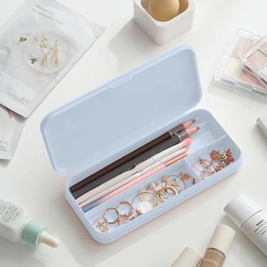 Imagem de Estojo de lápis de papelaria fosco simples, estojo multifuncional para armazenamento de papelaria - azul