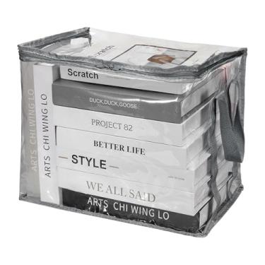 Imagem de PATIKIL Sacos de armazenamento transparentes de 23 x 27 x 23 cm, sacos de armazenamento de plástico transparentes pequenos organizadores com zíper, organizador de lençóis de cama dobrável com alças de