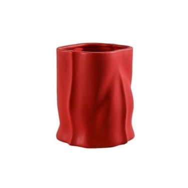 Imagem de Vasos de plantas Vaso de cerâmica nórdico criativo irregular 22 cm diâmetro sala estar vaso planta verde decoração para casa(Red)