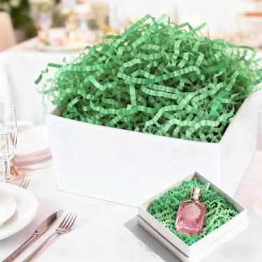 Imagem de Enchimento de papel desfiado, grama de ráfia com corte enrugado para caixa de presente, cesta, decoração de festa, embalagem de material de amortecimento