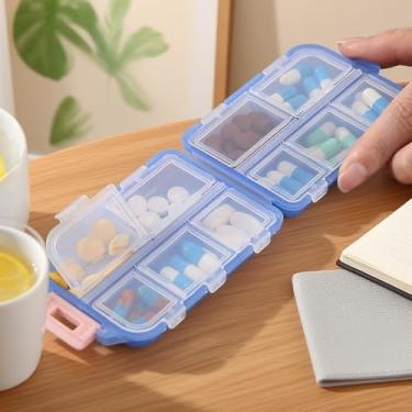 Imagem de Caixa de comprimidos semanal dupla portátil de 7 dias – organiza vitaminas e óleo de peixe para uso diário e viagens, azul