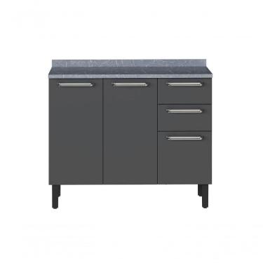 Imagem de Balcão Cozinhas Itatiaia Midi Pop Art I3 2 Gavetas e 3 Portas Grafite