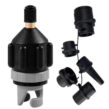 Imagem de Thouyadyeh Kit adaptador de bomba de ar para barco inflável SUP com 4 bicos de válvula de ar, bocal de ar para prancha de remo, cabeça de conversão multifuncional