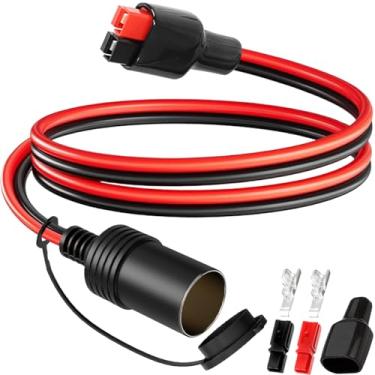 Imagem de DKARDU Cabo conector 45A para isqueiro fêmea 12AWG painel solar conector para acendedor de cigarro, para painel solar portátil RV bateria lipo