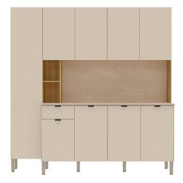 Imagem de Cozinha Compacta 9 Portas 1 Gavetas 201 Cm Pulse Freijo - Kit's Paraná
