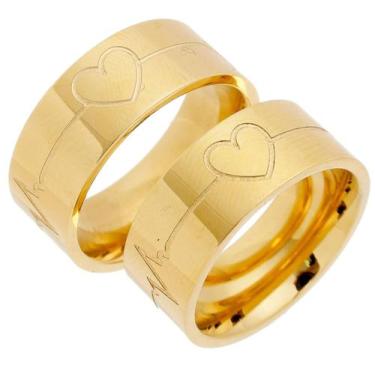 Imagem de Par Alianças Casamento Banhada 18k Anatômica Tradicional Reta Quadrada