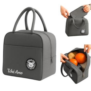 Imagem de Bolsa Térmica Marmita Lancheira Escolar Fitness Academia Passeios Conserva Quente e Frio Compacta e Elegante (Cinza)