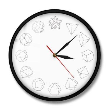 Imagem de Relógio de parede com design geométrico Sile 35x34cm Plástico preto/branco