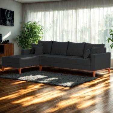 Imagem de Sofá 4 Lugares Beny Com Chaise Esquerdo Linho Grafite