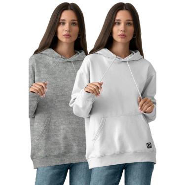 Imagem de Kit Blusa de Frio Feminina Moletom Canguru Flanelado Capuz-Feminino