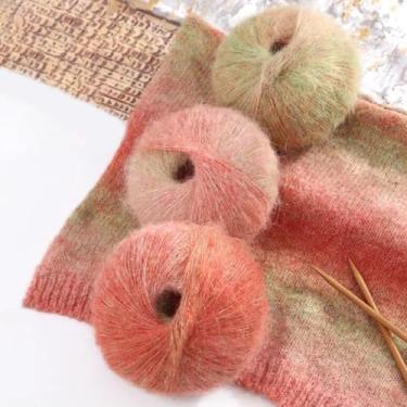Imagem de Fio de lã macia gradiente tricô mohair bola de crochê artesanato várias cores para suéteres DIY boneca cachecóis acessórios rosa A