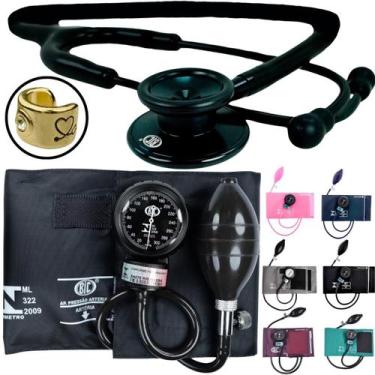 Imagem de Aparelho Pressão Esfigmomanômetro Estetoscopio Duplo Bic, Preto