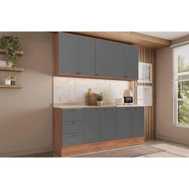 Imagem de Cozinha Completa Bella 4 Peças (2aéreos+2balcões) C4p252 Nogal-cinza - Carraro