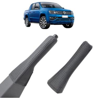 Imagem de Capa Couro Protege Puxador Alavanca Freio De Mão Amarok Se Ultimate S 