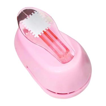 Imagem de Fancyes Furador de papel em formato de carimbo infantil com alavanca multiuso para cartões, álbuns, acessório 8x5x5,4 cm, fácil de apertar, Rosa