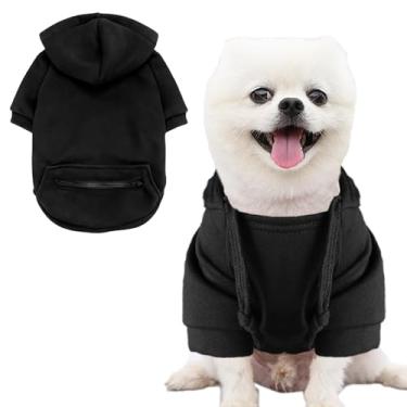 Imagem de Jecikelon Casaco quente para cães de estimação para clima frio com bolso para cachorro de inverno roupas quentes para cachorros pequenos Chihuahua (preto, GG)