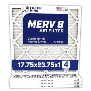 Imagem de Filter King Filtro de ar de 17,75 x 23,75 x 1 | Pacote com 4 | Filtros de forno A/C plissados MERV 8 HVAC | Feito nos EUA | Tamanho real: 17,75 x 23,75 x 1,90 cm