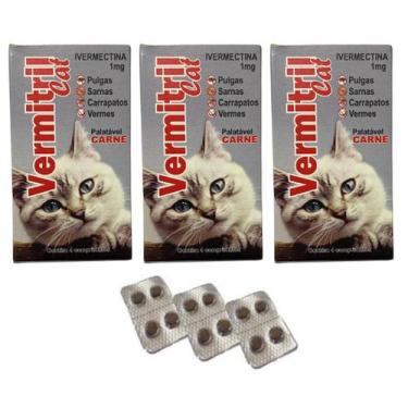 Imagem de Vermitril - Anti Pulgas, Carrapatos, Vermes, Sarnas 12 Comprimidos Mas
