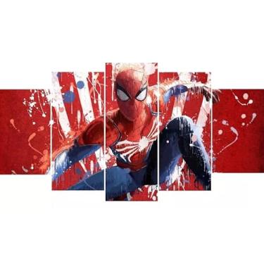 Imagem de Kit quadro decorativo 5 peças 95x60cm Aranha Herói Spider Man