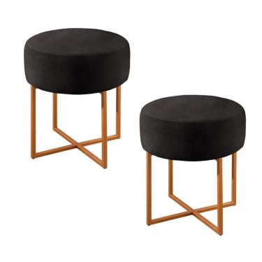 Imagem de Conjunto - 2 Puffs Banqueta Otávio Luxo Castellar Móbile Corino Preto