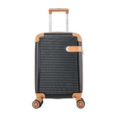 Imagem de Santino Mala de Bordo Rígida - Textura Canelada Distinta, Rodas Duplas Silenciosas 360°, Cadeado com Combinação Numérica | Leveza e Segurança Aprimoradas para Viagens (Preto, Pequeno)