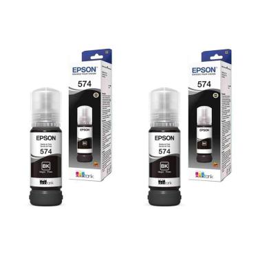 Imagem de Kit Tinta Epson T574120al T574120 T574 574 2 Pretos Original L8050 L18050 L 8050 L 18050 70ml
