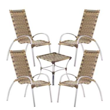 Imagem de Jogo De Mesa Em Alumínio E Mesa De Centro Garden Trama Capuccino