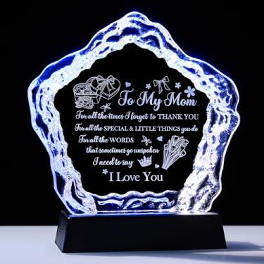 Imagem de Presentes exclusivos para mãe de filha e filho, lembranças de cristal exclusivas para o dia das mães com base de luz LED, aniversário, presente para mãe que tem tudo